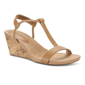 STYLE & Co Women’s Medium Tan Mulan T-Strap Slingback Wedge Sandals NEW - SZ 11